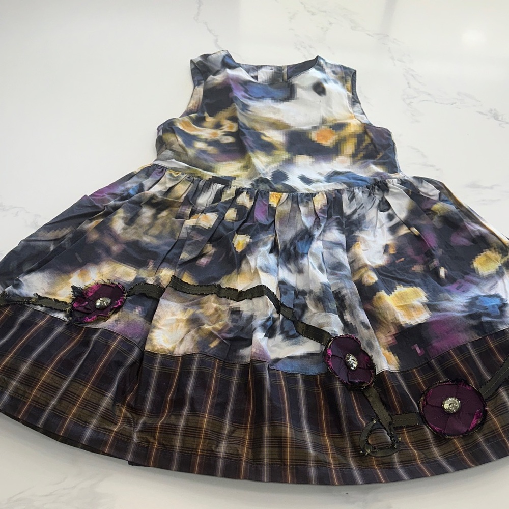 JOTTUM~SZ8~DUTCH BREATHTAKING GIRLS DRESS WATERCOLOR BUTTON UP~SLEEVELESS DESIGN